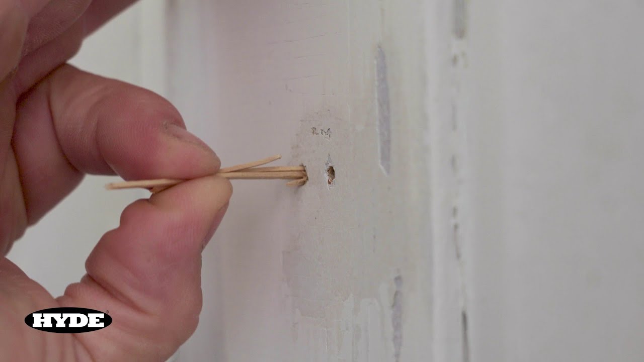 How to fix a stripped-out oversized screw hole quickly and easily -- toothpick trick!  -- Hyde Tools