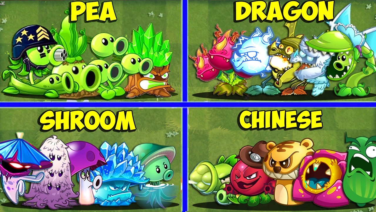 Team PEA x MUSHROOM x DRAGON x CHINESE x PULT- Who Will Win? - PVZ 2 Team Plant Battlez