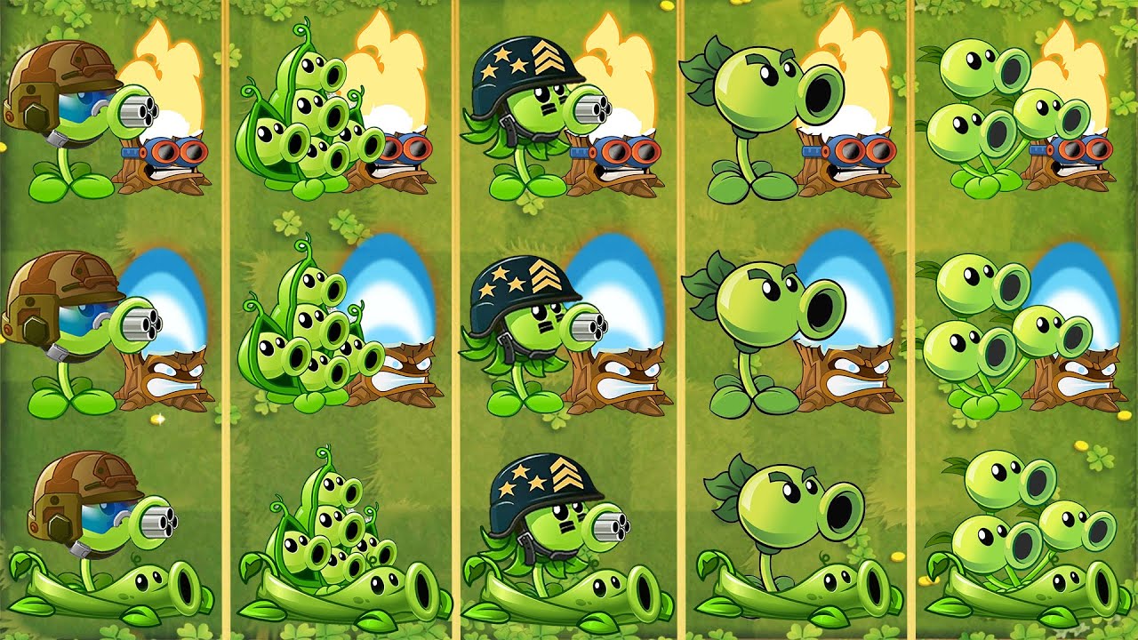 Pvz 2 Gameplay - All Peashooters & Torchwood & Pea Vine Combo Challenge - Which Team Plant Will Win
