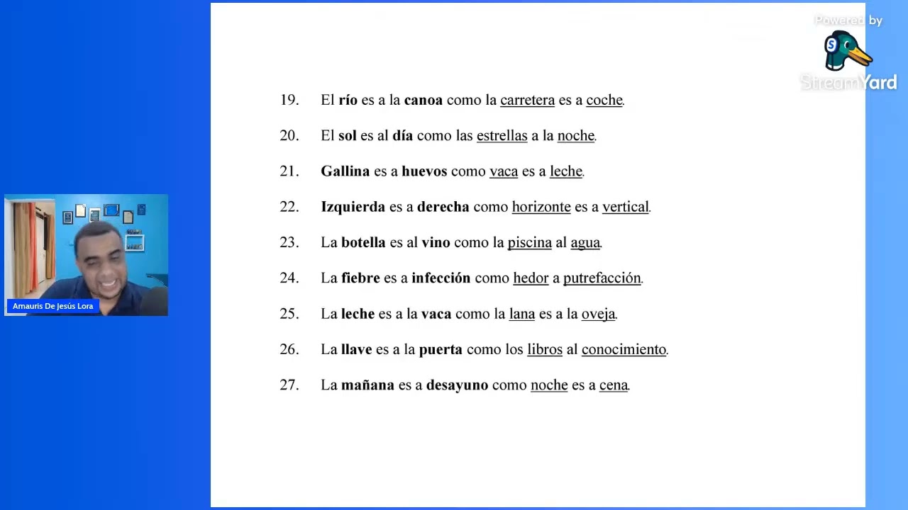 TALLER CONCURSO DE OPOSICIÓN | ANALOGÍA VERBALES PARTE 1 | AMAURIS LORA @educacionsinfronteras8891