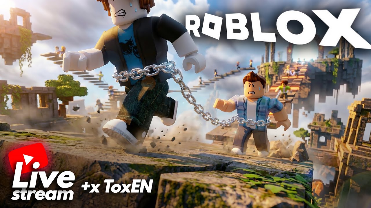 PLAYING THE WORLD'S BEST FALLING SIMULATOR - CHAINED TOGETHER | ROBLOX LIVE WITH ToxEN