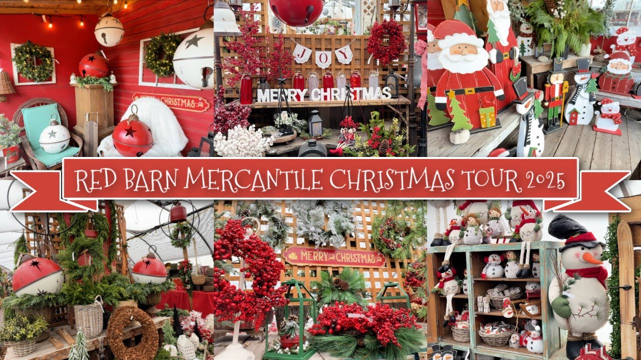 ✨ Рождественский тур Red Barn Mercantile 2025 🎄 | Уютный праздничный декор, зелень и деревенский ...