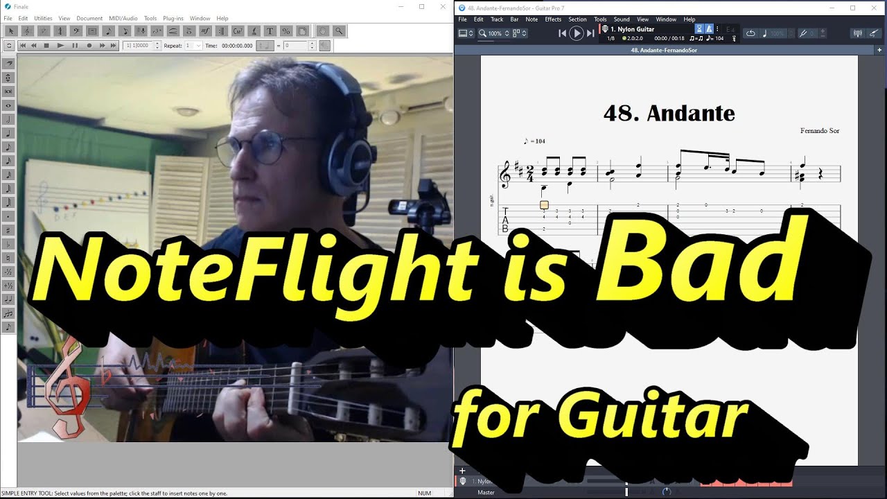 Is Noteflight Really BAD for Guitar? - watch this comparison with Finale and Guitar-Pro