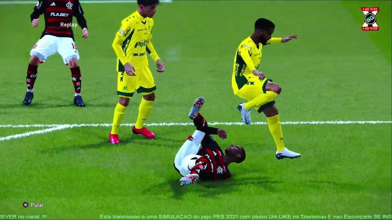 FLAMENGO X MIRASSOL AO VIVO PES 2021 SIMULAÇÃO GAMEPLAY PC 🕹️🎮🎮