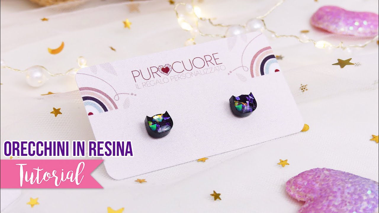 Orecchini in RESINA UV a forma di GATTO 🐈😻
