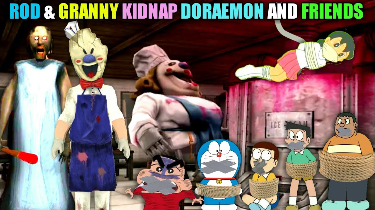 ROD & GRANNY KIDNAP DORAEMON NOBITA GIAN AND FRIENDS | Ice Scream 6 Friends | Doraemon VS Granny