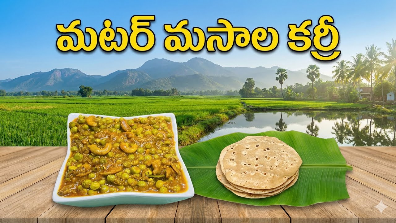పూర్తి రుచి గల మటర్ మసాలా కర్రీ | Village Style Mutter Masala Telug ||green peace masala curry||