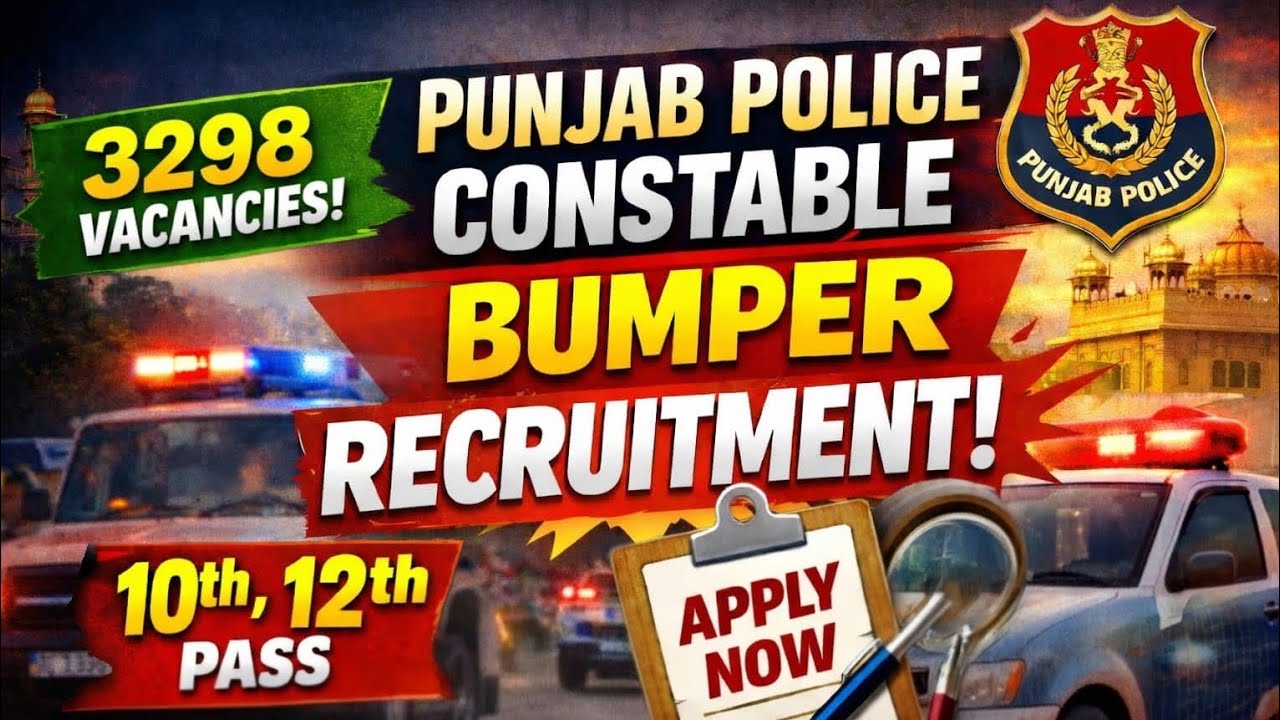 Punjab Police Constable Recruitment 2026 | 3298 Posts | Apply Online | Full Details