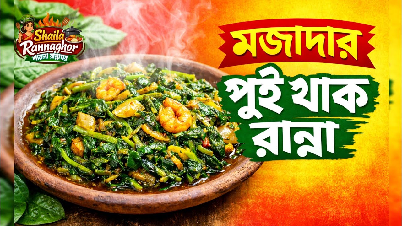 পুই শাক রান্না রেসিপি | Traditional Pui Shak Recipe Bangla | Healthy Village Style Cooking