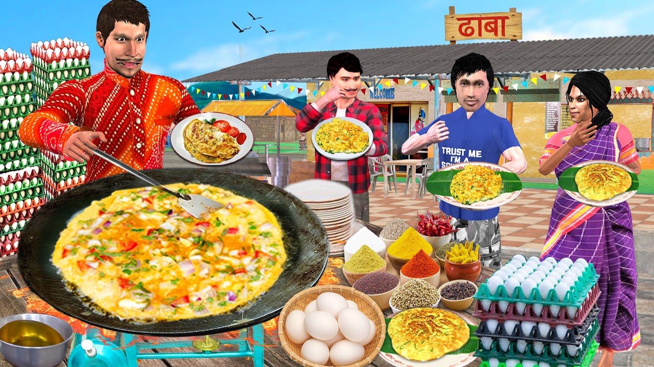 Spicy Egg Masala Omelette अंडा मसाला ऑमलेट Indian Street Food Hindi Kahani Moral Stories