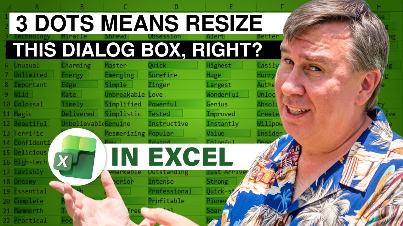 Excel: Кто бы мог подумать, что можно изменить размер этого диалогового окна? Эпизод 2723