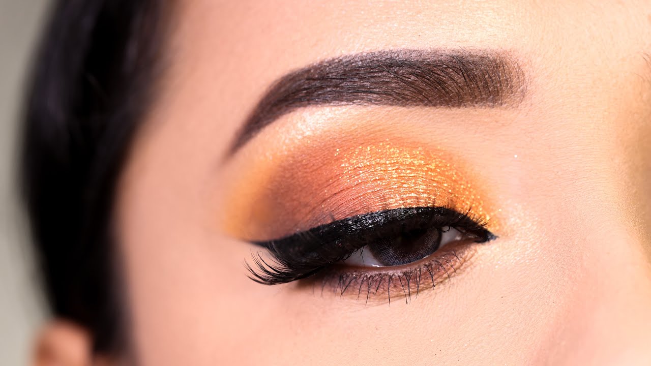Orange Eyeshadow Look with winged eyeliner || Step by Step Eye Makeup Tutorial || Shilpa