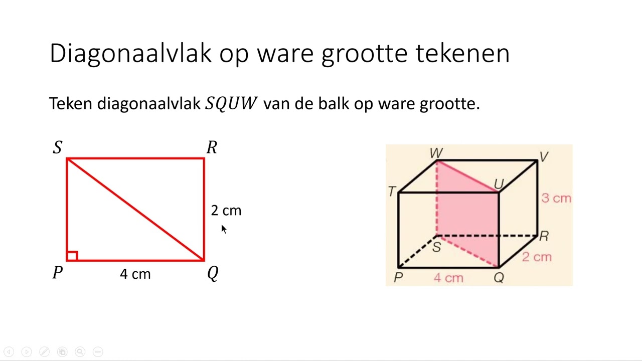 Diagonaalvlak op ware grootte tekenen (4 VMBO-KGT)