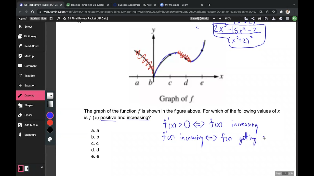 AP Calculus AB Semester 1 Final Review - Multiple Choice Walkthrough
