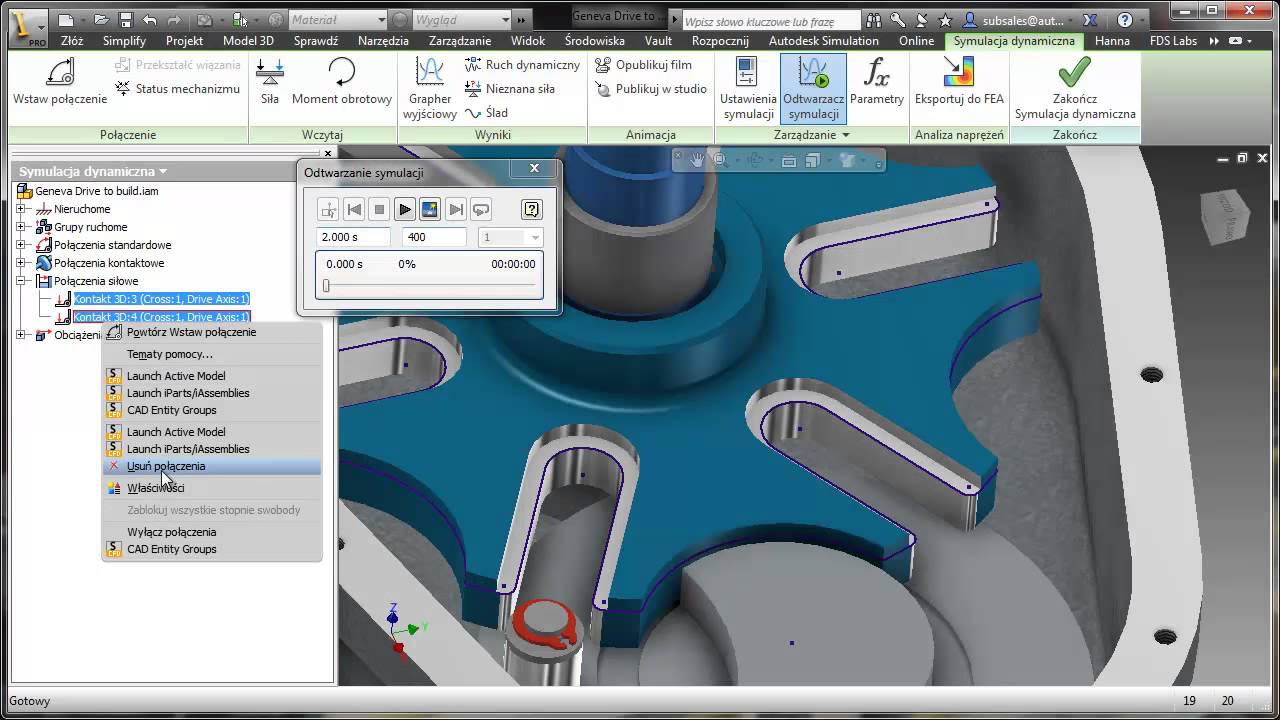 Autodesk Inventor - Symulacja Dynamiczna