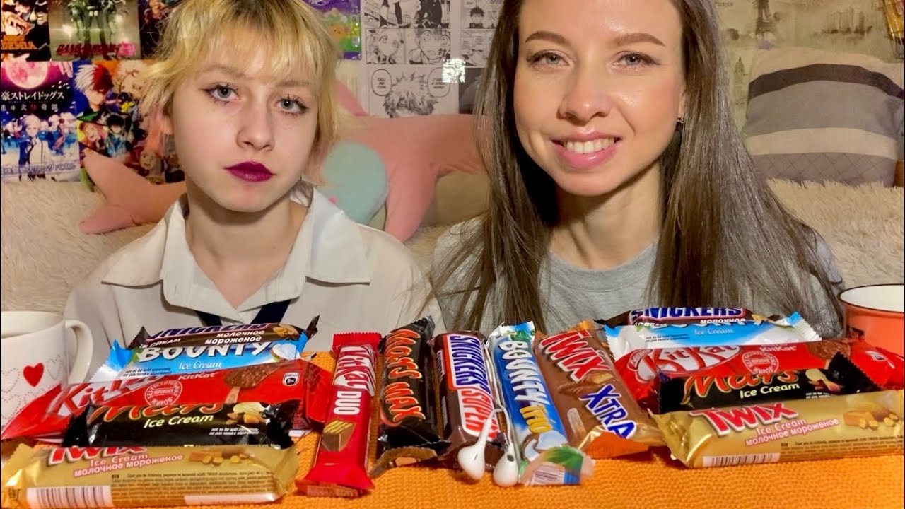 МУКБАНГ🍦МОРОЖЕНОЕ И🍫ШОКОЛАДКИ/SNICKERS/TWIX/ MARS/BOUNTY/KIT KAT/ MUKBANG ICE CREAM AND CHOCOLATE