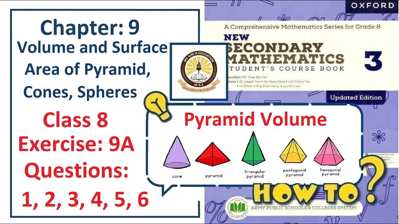 Exercise 9A Question 1, 2, 3, 4, 5, 6 &ndash; (Pyramid Shapes)  Complete solution &ndash; APS Math Class 8.