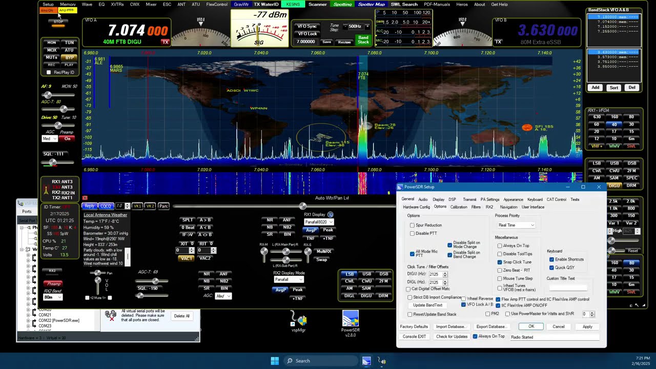 KE9NS PowerSDR Virtual Cable Connections: Serial CAT ports, and VB-Audio Virtual Cables (VAC)