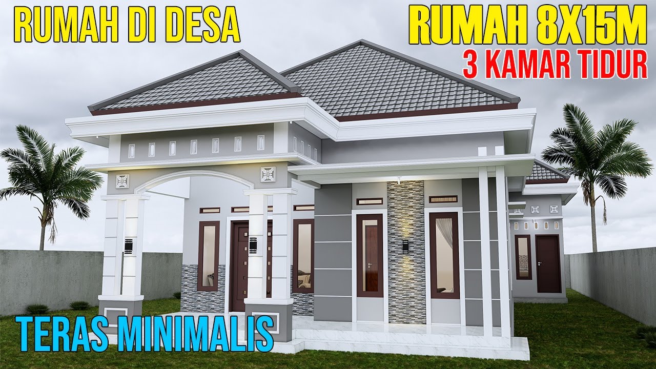 Desain rumah modern minimalis ukuran 8x15m 3 kamar tidur 1 lantai 2022 Haq Desain