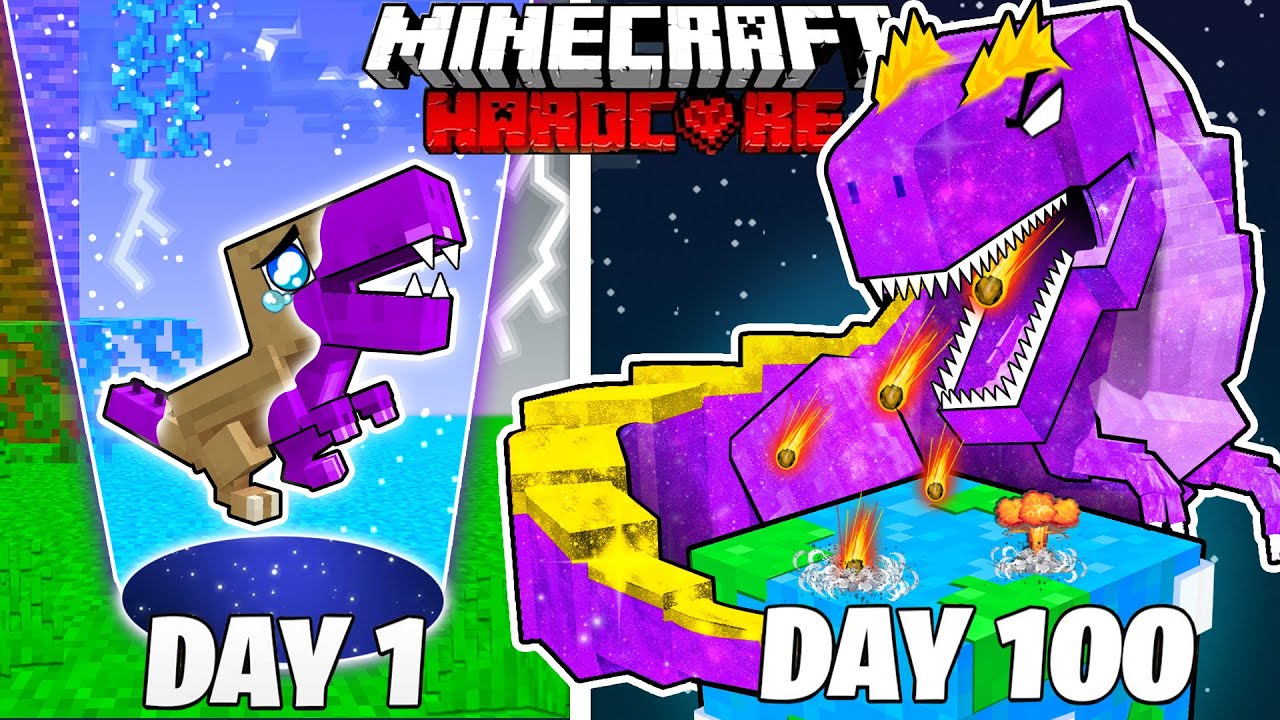 I Survived 100 Days as a COSMIC DINOSAUR in HARDCORE Minecraft