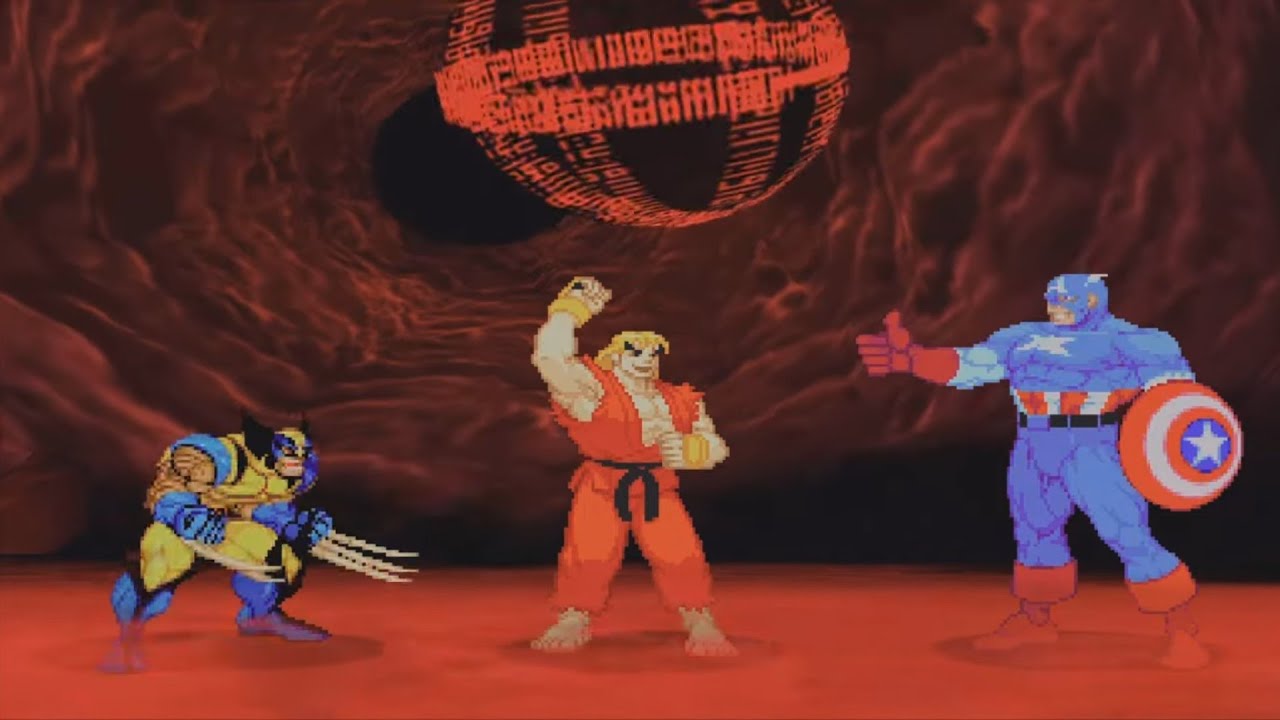 Mvc2 Arcade Mode, Wolverine, Ken, Captain America Gameplay.