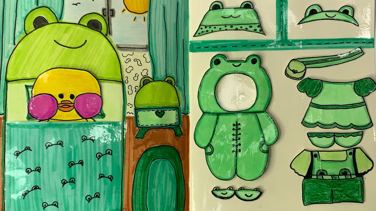 COMO FAZER ROUPA PARA PAPER DUCK ESTILO SAPINHO 💚 Clothes for paper duck frog style