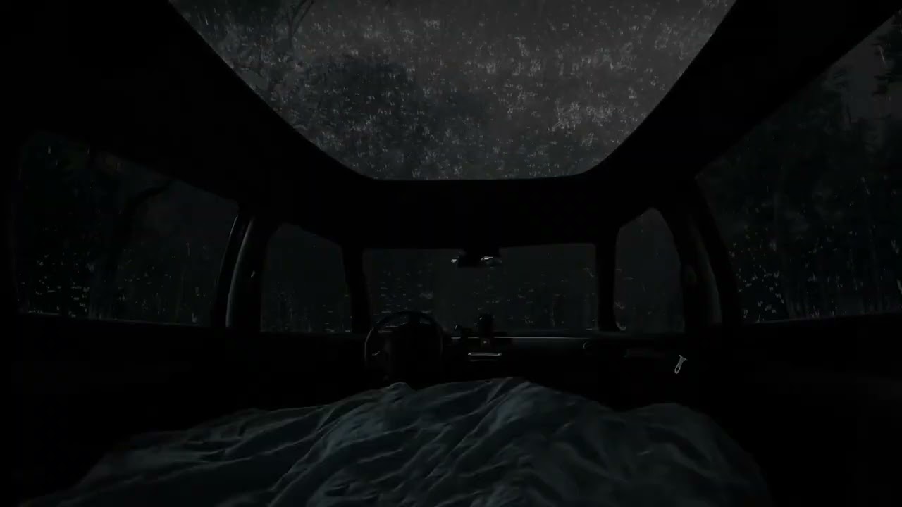Fall Asleep in 3 Minutes with a Powerful Rainstorm & Thunder Crashing on a Parked Car at Night 🌧️