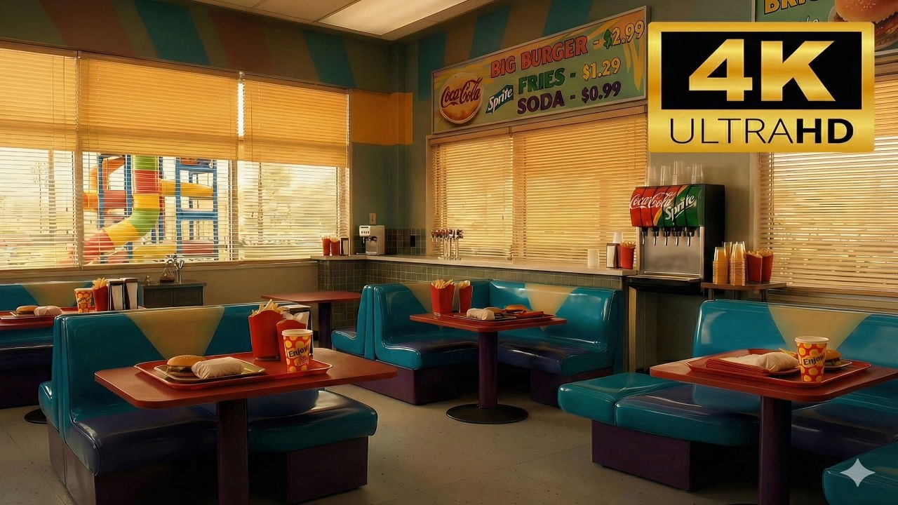 You&rsquo;re Back in a 1990&rsquo;s Fast Food Restaurant&hellip; | Retro Night Ambience (10 Hours)