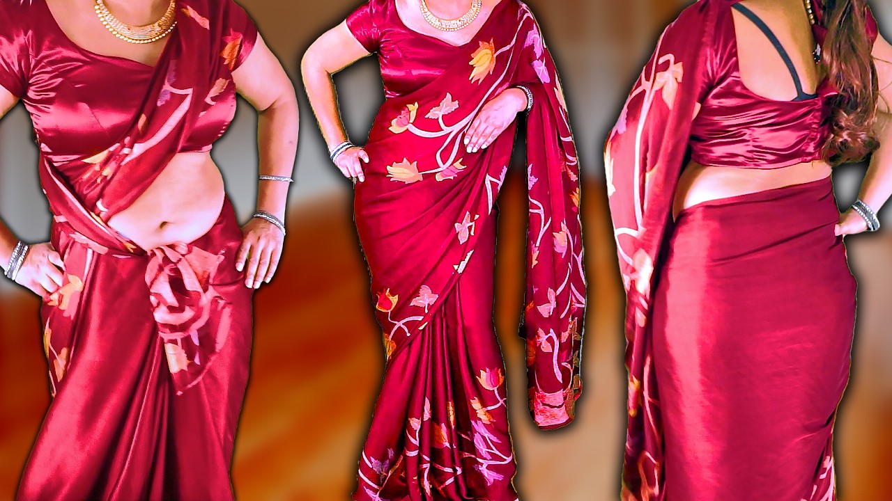 How To Drape Satin Silk Saree Perfectly || Satin Saree Wearing Style ||