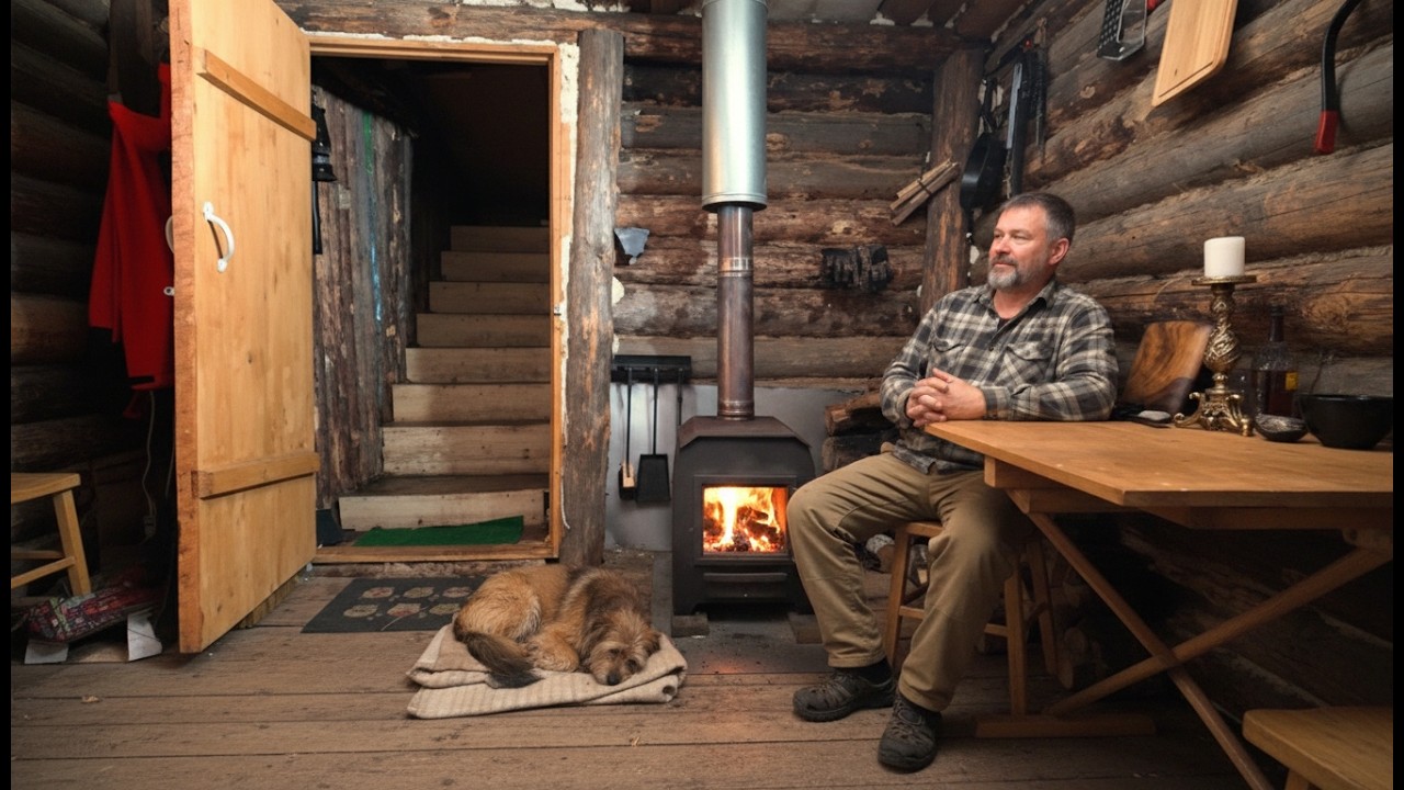 Building an Underground Cabin with My Faithful Dog Companion