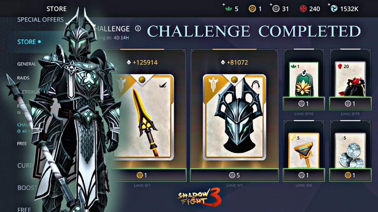 Shadow Fight 3 | Store - Challenge Completed | Buried Centurion Set Items | Raven's Feast Event