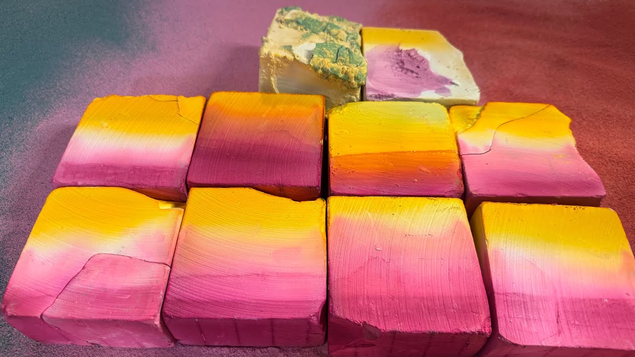 Bold Sunset Crush! Pink & Yellow Gradient Gym Chalk | ASMR Crunch + Powder Explosion| fast at end