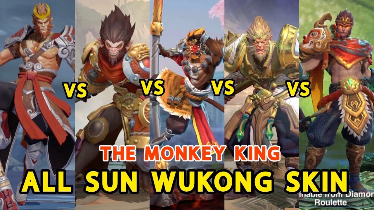ALL SUN WUKONG SKIN MLBB VS LOL WR VS AOV VS KING OF GLORY VS HEROES ARENA