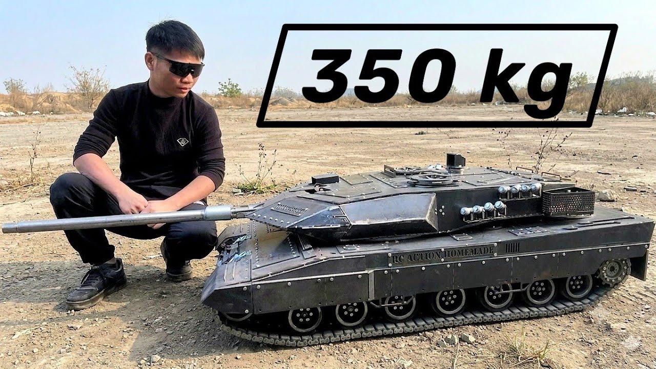 Homemade tank 1/6, full video, 350kg, full metal| rc action homemade