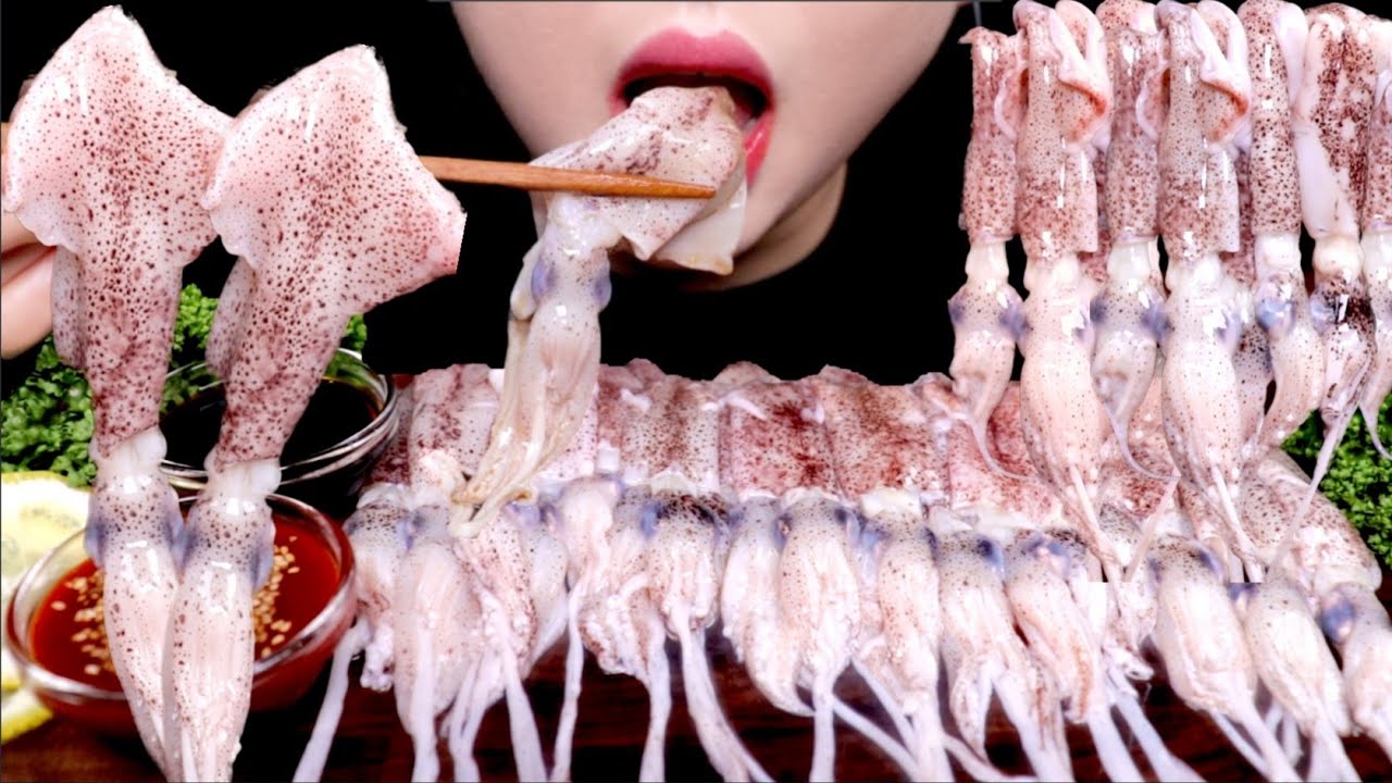 ASMR BABY SQUID 꼴뚜기회 호래기 리얼사운드 먹방 EATING SOUND MUKBANG