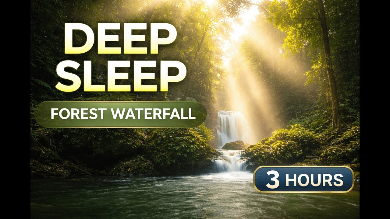 Deep Sleep Aid 🌙 Calm Forest Waterfall & River • 3 Hours (No Talking)