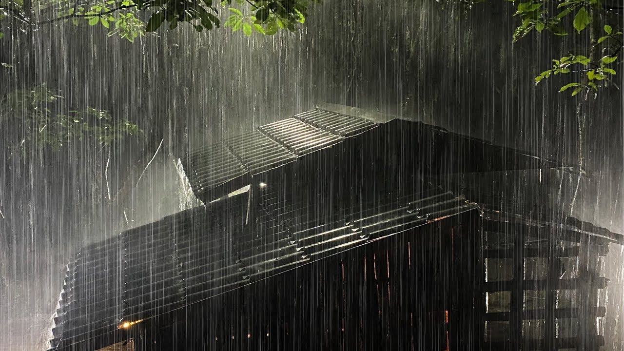 Beat Stress to Deep Sleep with Heavy Rain & Massive Thunder Sounds on a Metal Roof at Night