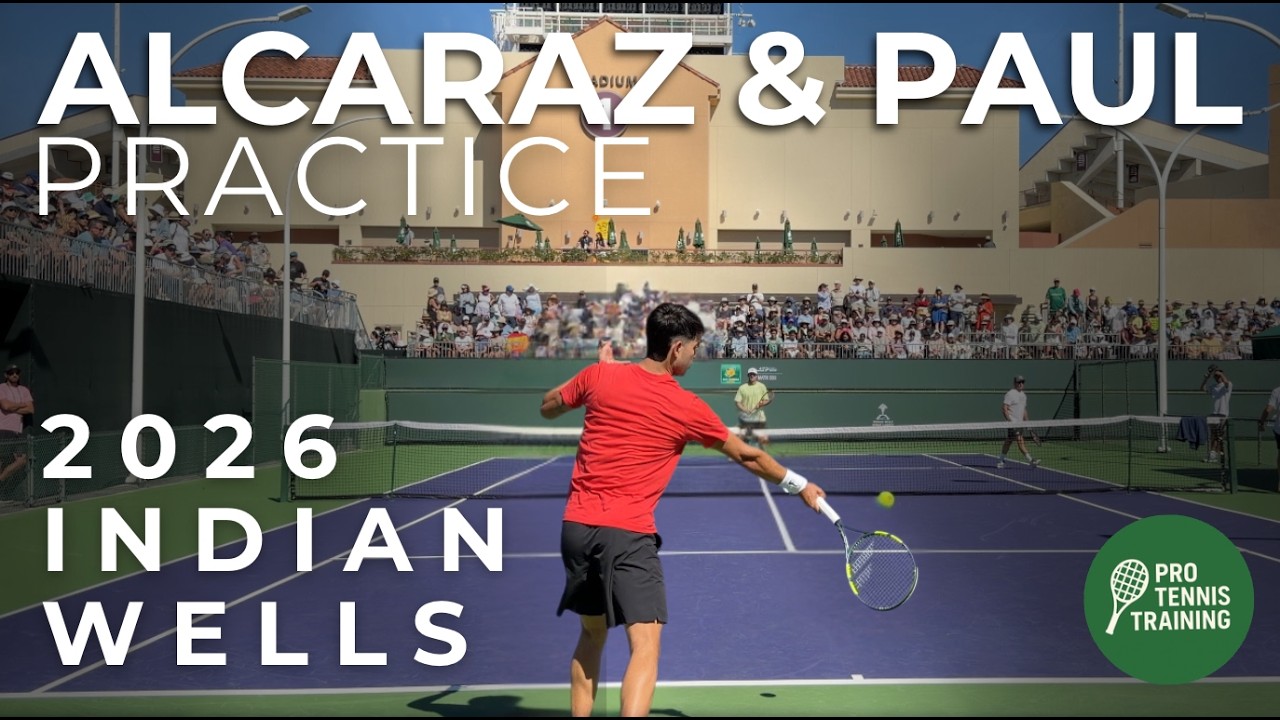 Carlos Alcaraz & Tommy Paul Practice Indian Wells 2026 (Court Level)
