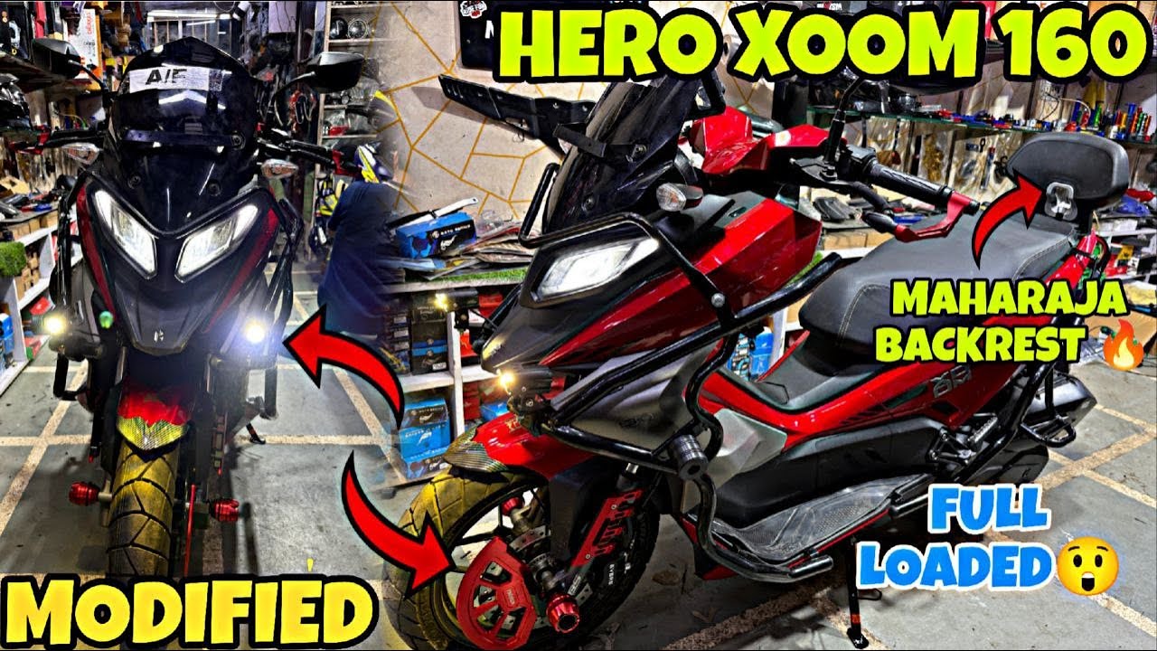 HERO XOOM 160 ki Full Loaded Premium Modification Done 😮 | Maharaj Backrest | Crash Guard |