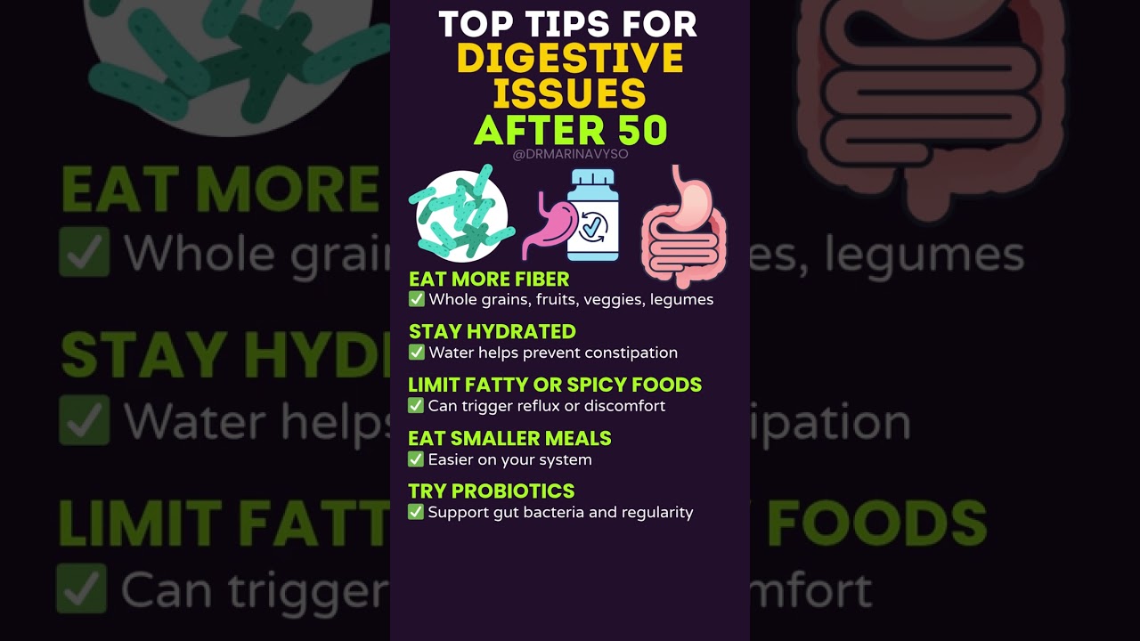 Top Tips for Digestive Issues After 50 #GutHealth #HealthyAging #Over50Wellness #DigestiveHealth