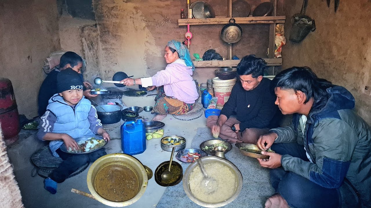 Real Rural Life in Nepal | Family Cooking & Eating in Village Kitchen ||
