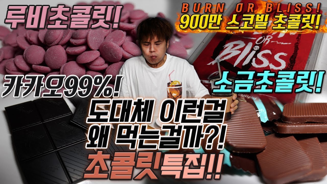 도대체 이런걸 무슨맛에 먹는걸까?! 초콜릿 특집 2편!! [제이제이] 루비초콜릿, 소금 초콜릿, 카카오99%, 번or블리스 리뷰!