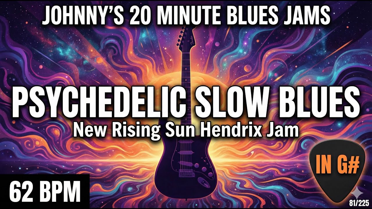 Psychedelic Slow Blues - 'New Rising Sun' Hendrix Jam in G# [62 BPM] 81/225