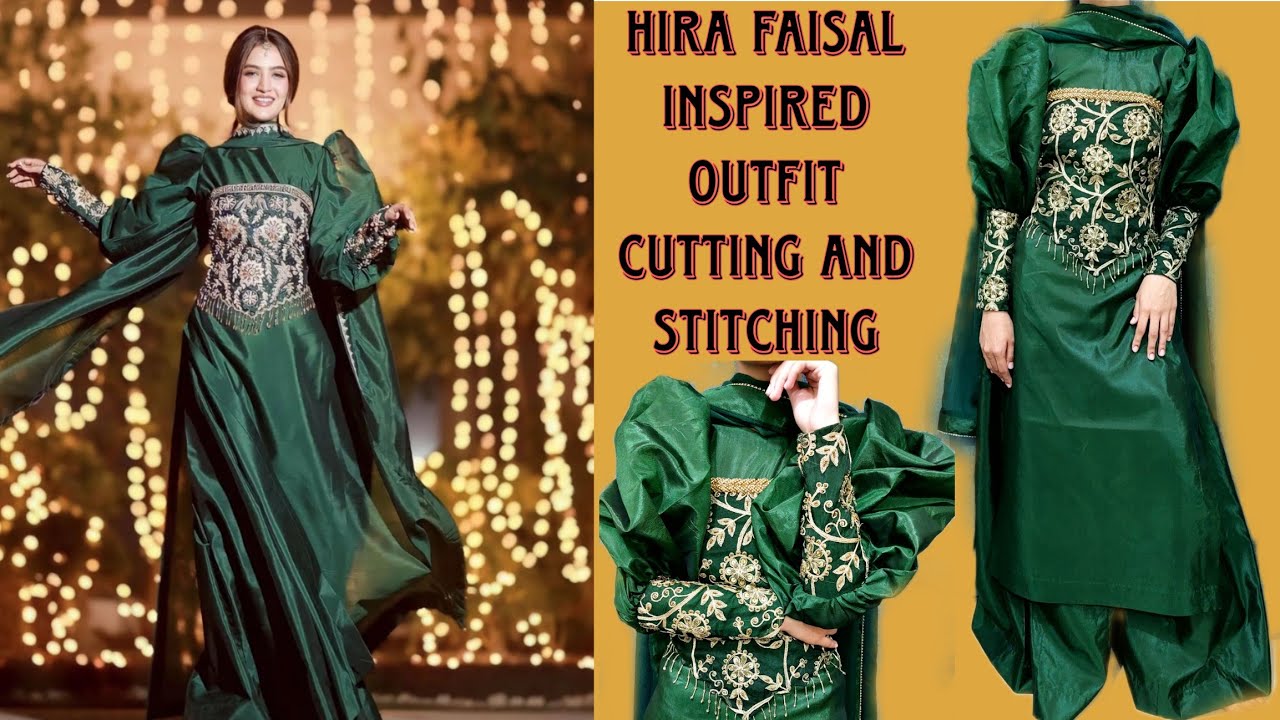 Hira Faisal inspired dress cutting and stitching tutorial | Recreation under budget | Eid dress idea