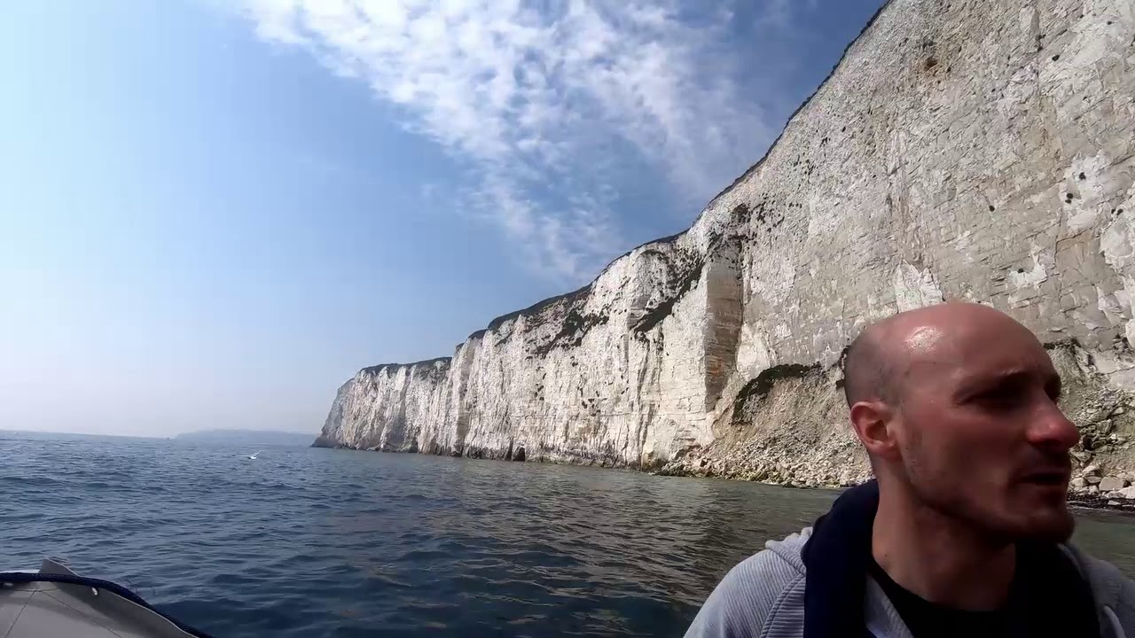Old Harry Rocks in Honwave T38ie and Mariner 9.9hp