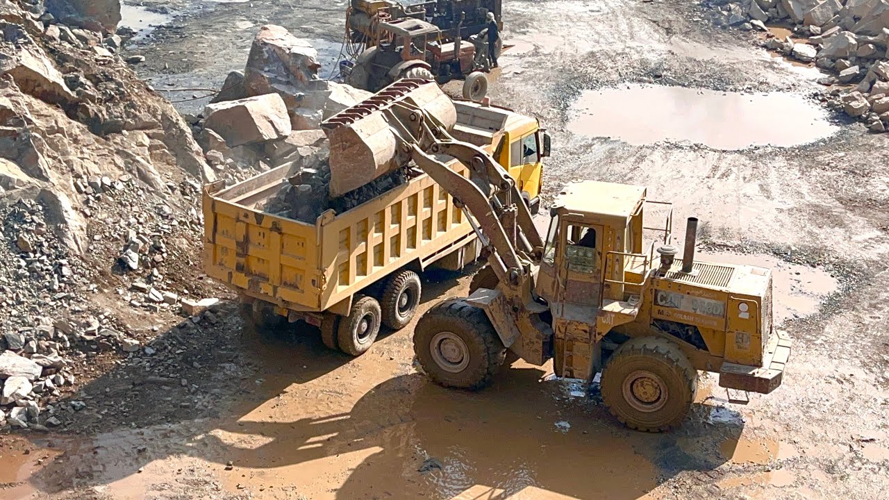 Massive Rock Loading with Caterpillar Loader | Heavy Equipment Working at Quarry #catterpillar 
