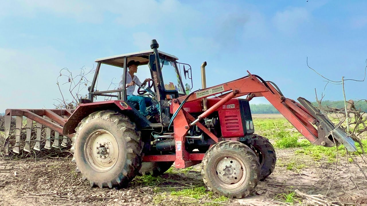 Máy Cày Belarus 820 Lên Turbo Cào Rác Dọn Đất Cao Su Quá Khỏe, Thiện Vũ TV