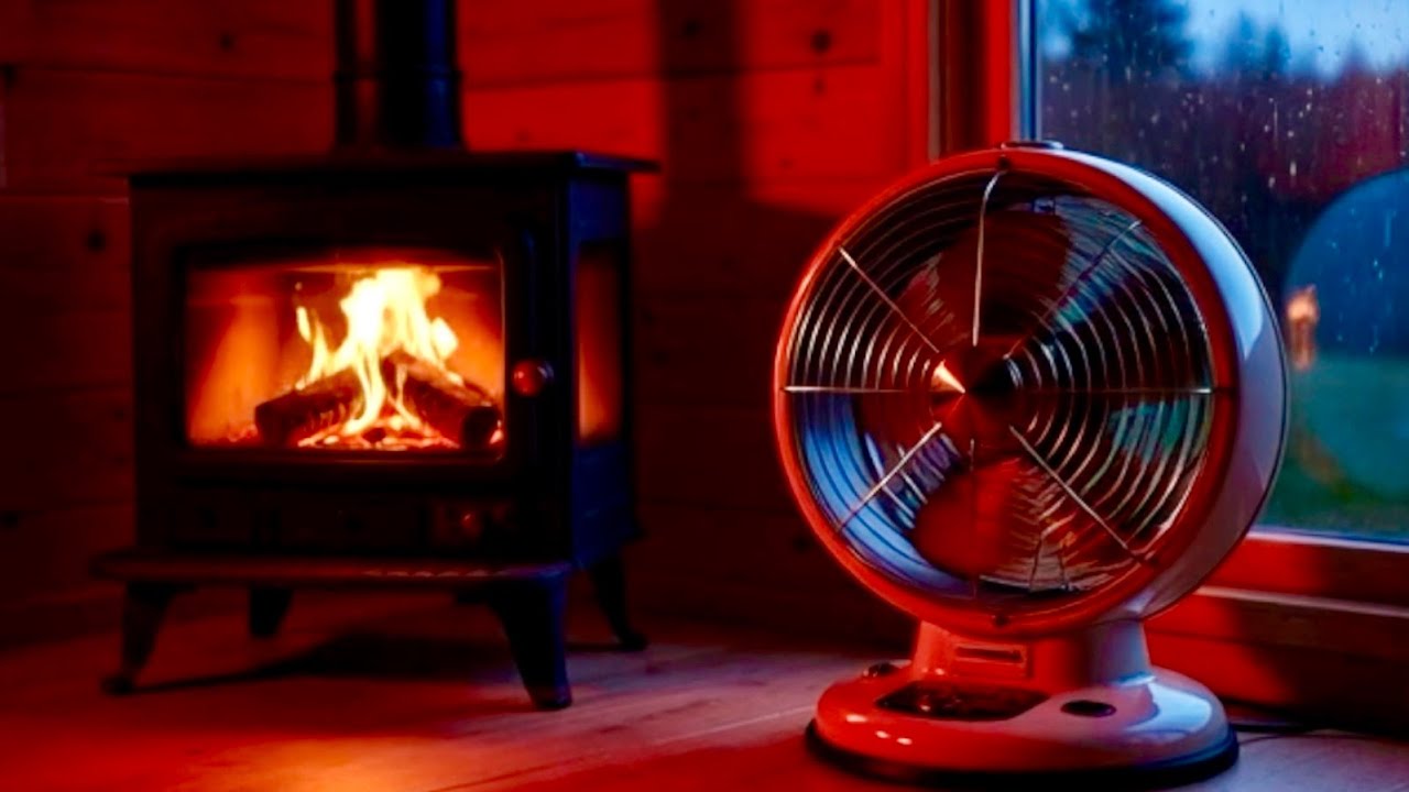 10 HOURS Perfect Crackling Fireplace, Heavy Rain, Fan Hum Heater, Cozy Atmosphere ASMR Sleep Relax