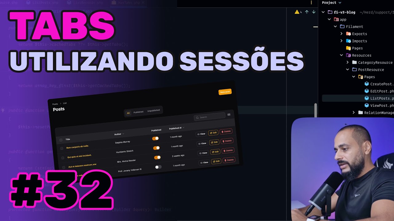 Table Builder - utilizando sessões nas Tabs #laravel #livewire #filament