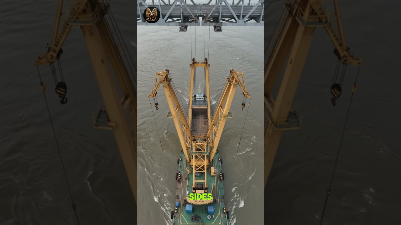 That Yellow Machine Is Lifting 586 Tons From The River #china #yangtzeriver #megaprojects